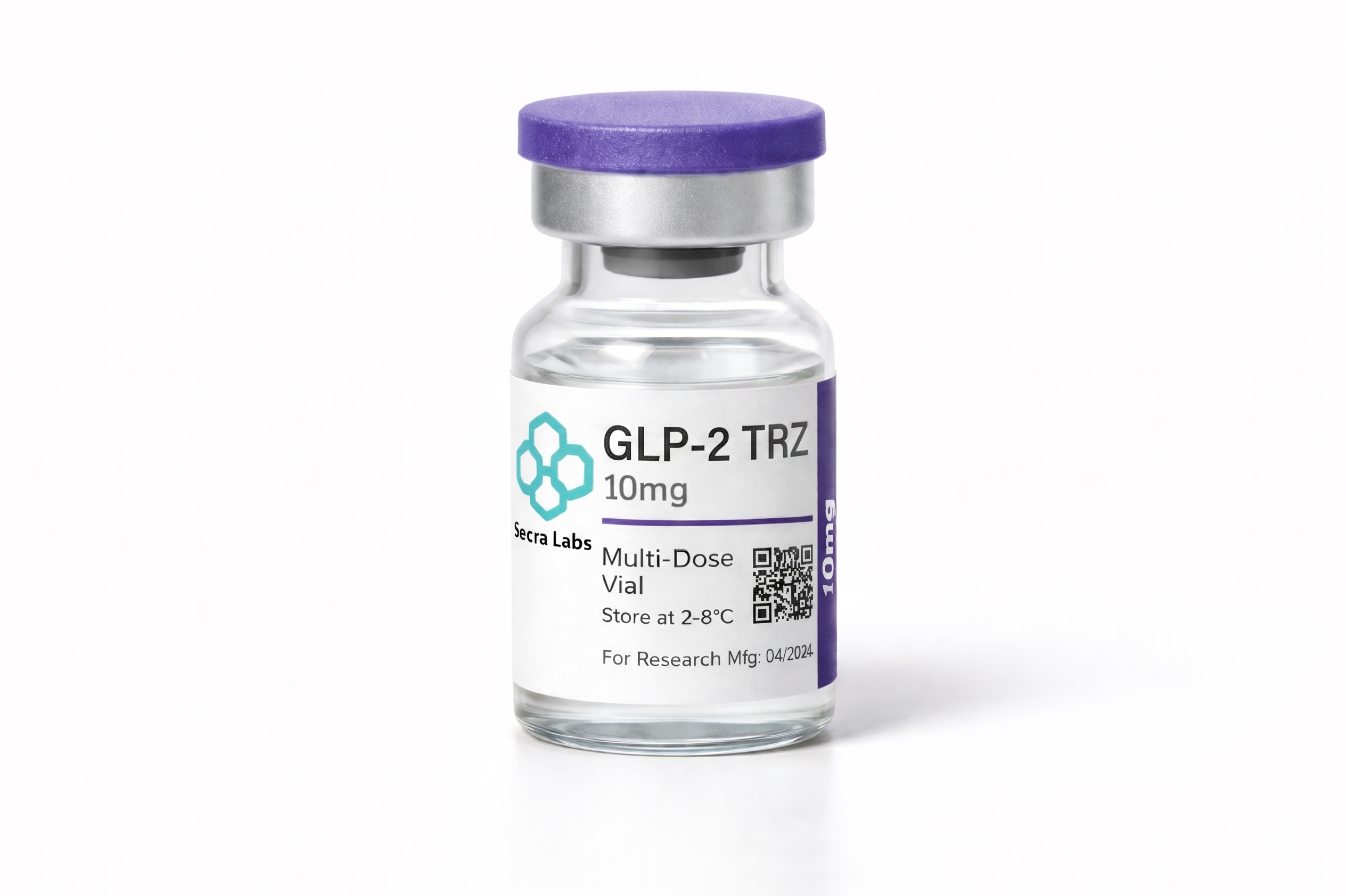 GLP-2 TRZ 10mg lyophilized research peptide vial by Secra Labs
